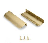 sunlithor Lot de 5 poignées de doigt pour armoires de cuisine dissimulées en aluminium - Barre plate cachée - Poignées de tiroir faciles à installer - Longueur totale : 120 mm - Laiton brossé