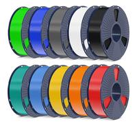 SUNLU 10KG PLA Plus Filament pour Imprimante 3D Multicolore, PL Filament 10kg au Total, 1KG par Bobine, 10 Couleurs, Noir+Blanc+Gris+Bleu+Vert+Rouge+Orange+Jaune Positif+Bleu Gris+Vert Herbe