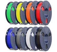 SUNLU 250G*8 PLA+2.0 3D Filament Bundle, Filament Amélioré PLA PLUS 2.0 Multicolore, 250G par Bobine, Lot de 8, Poids Total 2KG, Noir+Blanc+Gris+Rouge+Bleu Klein+Jaune+Vert+Orange soleil