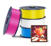 SUNLU 4kg CMYK PETG Filament d'impression 1,75 mm,compatible avec les imprimantes 3D AMS et FDM classiques.Emballé individuellement sous vide,4kg au total,1kg par bobine,blanc + cyan + magenta + jaune