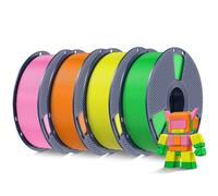 SUNLU 4KG Filament PLA Haute Vitesse1.75 mm, Filament PLA pour Imprimante 3D Rapide, Conçu pour l'impression à Grande Vitesse, HS-PLA Filament, Paquet de 4, Orange+Jaune+Rose+Vert