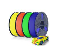 SUNLU 4KG Pack Filament PETG Rapide, Haute Vitesse 30-600 mm/s Filament pour Imprimante 3D 1.75 mm +/-0.02 mm, 1kg Bobine, 4 Packs au Total (Bleu+Vert+Orange+Jaune)
