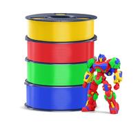 SUNLU 4KG PETG Filament, Pack de Filament pour Imprimante 3D, Robustesse Améliorée Haute Résistance aux Chocs, 1kg par Bobine, 4 Rouleaux, Rouge+Bleu Klein+Jaune Vif+Vert