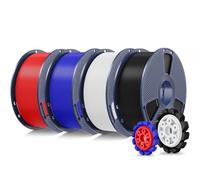 SUNLU 4KG PLA+2.0 Filament, Mise à Niveau du Filament PLA+, Résistance Améliorée, Précision Dimensionnelle +/- 0,02mm, Bobine de 1kg, 4KG au Total, Noir+Blanc+Rouge+Bleu Klein