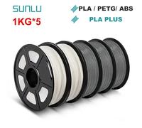 SUNLU 5KG Filament 3D PLA/PLA PLUS/PETG/ABS Filamnet 1.75mm 5 rouleau 1KG Filament d'imprimante 3D soigneusement enroulé pour imprimante 3D PLA MIX1-5Roll