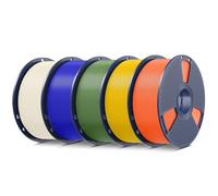 SUNLU 5KG Filament PL pour imprimantes 3D FDM, 1KG par bobine, 5 rouleaux, Orange Soleil+Bleu Klein+Jaune vif+Blanc Os+Vert Olive