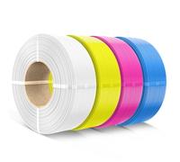 SUNLU CMYK PLA filament Recharge1,75 mm, compatible avec les imprimantes 3D Bambu et SUNLU, bobine réutilisable de 1 kg, lot de 4, (Blanc+ Magent Jaune+Cyan)