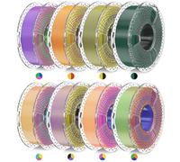 SUNLU Filament en soie PLAPLUS, Filament en soie bicolore multicolore, SILK bicolore *3, SILK tricolore*5, total 2 kg