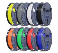 SUNLU Filament PL 1,75 mm pour imprimante 3D Multicolore, filament PL 2 kg, pack de 8 bobines de 0,25 kg, 8 couleurs, noir+blanc+gris+rouge+bleu klein+jaune+vert+orange solaire