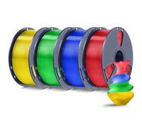 SUNLU Filament PLA+ 4 kg - PLA Plus - 1,75 mm ± 0,02 mm - Meilleure ténacité - 1 kg par bobine - 4 paquets - Rouge transparent + bleu transparent + vert transparent + jaune transparent