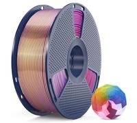 SUNLU Filament PLA + en soie 4 couleurs, filament PLA Plus 3D Drucker brillant de 1,75 mm, rotation à 360°, bobine de 1 kg, quadruple couleur (or, violet, rouge, bleu)