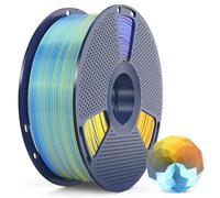 SUNLU Filament PLA + en soie 4 couleurs, filament PLA Plus 3D Drucker brillant de 1,75 mm, rotation à 360°, bobine de 1 kg, quadruple couleur (bleu, violet, orange, jaune)