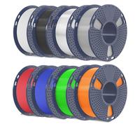 SUNLU Filament TPU pour imprimante 3D de 1,75 mm, haute vitesse 95 A, filament 3D flexible pour impression rapide, bobine de 250 g, 8 rouleaux, 2 kg au total, noir + blanc + gris + rouge + transparent