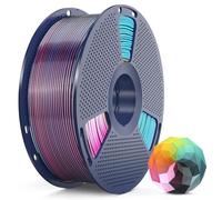 SUNLU Four-Color Silk Filament, Filament PL Brillant Quadricolore pour Imprimante 3D, Rotation à 360° Révélant Différentes Couleurs, Bobine de 1KG, (Rouge Jaune Vert Noir)