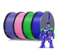 SUNLU Lot de 4 filaments PLA multicolores pour imprimante 3D, 4 kg, soigneusement enroulés 1,75 mm ± 0,02 mm, emballés individuellement sous vide, 4 kg au total, 1 kg par bobine, 4 000 g, rose +