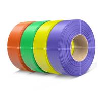 SUNLU Lot de 4 recharges de filament PETG pour imprimante 3D, 1,75 mm, convient pour bobines réutilisables SUNLU troisième génération, 1 kg par bobine, orange ensoleillé, jaune, vert, violet lavande