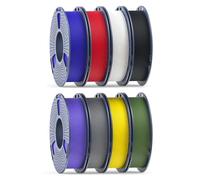 SUNLU Lot de 8 rouleaux de filament PLA mat de 250 g pour imprimante 3D, multicolore, soigneusement enroulé, bobine de 250 g, 8 rouleaux, noir + blanc + gris + bleu clair + vert olive + rouge + chêne