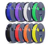 SUNLU Lot de filaments pour imprimante PETG multicolore 1,75 mm,emballé individuellement sous vide,0,25 kg par bobine,(noir + blanc + rouge + bleu clair + vert + jaune + jaune soleil + violet lavande)
