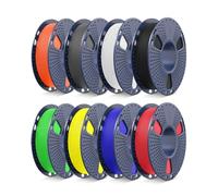 SUNLU Pack Filament PETG Rapide, Filament pour Imprimante 3D Haute Vitesse 30-600mm/s, 1.75mm ±0.02 mm, 0.25KG/Bobine, Total 2kg, Noir+Blanc+Gris+Rouge+Bleu+Vert+Jaune+Orange