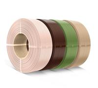 SUNLU PLA filament Recharge 1,75mm,filament PLA pour imprimante 3D compatible avec Bambu et SUNLU 3ème bobine réutilisable, 0,5 kg par bobine, lot de 4,（Beige +Marron+Verte olive+Chêne）