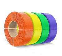 SUNLU PLA filament Recharge 1,75mm,filament PLA pour imprimante 3D compatible avec Bambu et SUNLU 3ème bobine réutilisable, 0,5 kg par bobine, lot de 4, 4 （Orange vif+ Jaune+Vert+Violet lavande）