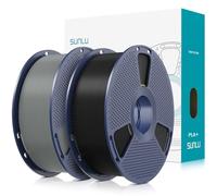 SUNLU PLA Plus Filament 1.75mm, Filament PL pour Imprimante 3D, Renforcé Dur et Résistant, Précision Dimensionnelle +/- 0.02mm, 1KG*2 Noir+Gris