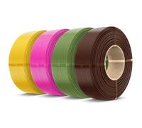 SUNLU Recharge de Filament PLA+2.0 4kg, Haute résistance PLA+ sans bobine 1,75 mm, 1 kg/bobine, Brun Café+Vert Olive+Magenta+Jaune Vif