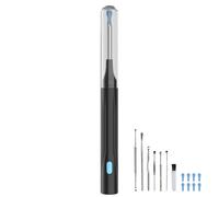 Sunluxy Cure-Oreille Visuel avec Caméra 8MP, 6 LED, Embout en Silicone Souple, Étanche IPX5, Recharge Type-C, Compatible iOS & Android - P6X, Noir