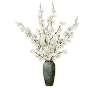 Sunm Boutique Fleurs artificielles de Cerisier en Soie pour décoration de Bureau, hôtel, Cour, Maison Pack of 4 Blanc