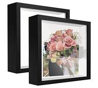 sunmeg 2Pcs Cadre 3D Profond 30 x 30 cm Cadre Photo Vitrine 3D Cadre Boîte en Bois Cadre d'Objet Carrée Pour Médailles, Billets, Fleurs, Souvenirs, Diamond Painting