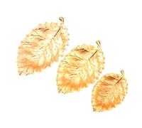 Sunmeit 3 PièCes Assiette à Collation Texture de Feuille Salon Maison Plateau à Collation Assiette à Noix DéCorative Texture de Feuille Alliage Artisanat Plat à Collation Or