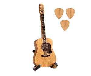 Sunmeit Boîte de présentation pour médiators de guitare portable en bois avec boîte de rangement de support, cadeau de musique de guitariste