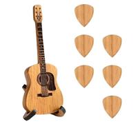 Sunmeit Boîte en bois pour médiators de guitare avec support : 6 médiators de guitare uniques, mini boîte de rangement pour guitaristes, gravure de musiciens, Comme sur la photo, 0
