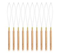 Sunmeit Enfile-aiguilles en bois pour extensions de cheveux, crochet de traction pour enfiler les aiguilles, enfile-perles pour extensions de cheveux