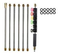 Sunmeit Outil de nettoyage de gouttière de 3 m avec 6 embouts de buse, connexion rapide de 6,35 mm, accessoires de nettoyeur haute pression