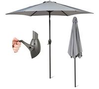 SUNMER Parasol de jardin Gris 2,7 m | Mécanisme à manivelle | Polyester 180 g/m2 (UV 30+) | Largeur du mât ø 38 mm (sauf la base)