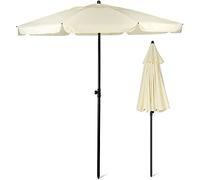 SUNMER Parasol de plage 2 m ivoire, imperméable, protection contre les rayons UV, facile à ouvrir et à fermer, parasol de jardin extérieur avec mécanisme d'inclinaison