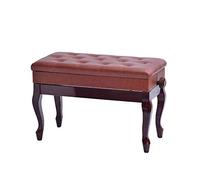SUNMME Banc de Piano en Cuir avec Compartiment de Rangement pour Musique de Luxe, Pieds en Bois Massif et Coussin rembourré, Hauteur réglable (Rouge et Brun, Taille Unique)
