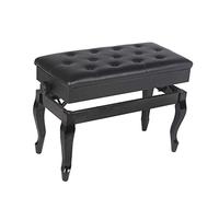 SUNMME Banc de Piano en Cuir avec Compartiment de Rangement pour Musique de Luxe, Pieds en Bois Massif et Coussin rembourré, Hauteur réglable (Noir, Taille Unique)