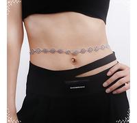 SUNMME Collier Chaînes de Corps pour Femmes, Ceinture Chaîne Gothique Plaqué Argent avec Roues Gourmette Chaîne de Taille 40Inch(101Cm) Bijoux de CorpsAccessoires