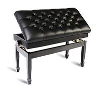 SUNMME Tabouret de Piano Deluxe Duo avec Compartiment à partitions, Hauteur réglable de 10 cm, Similicuir, Clavier Noir (Taille Unique)