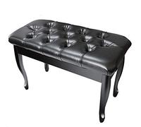 SUNMME Tabouret de Piano Double en Bois avec Rangement, Clavier Professionnel, imperméable, Cuir synthétique, 76 x 49 x 35 cm, Noir (Taille Unique)