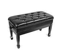 SUNMME Tabouret de Piano en Cuir Confortable avec Compartiment de Rangement de Grande capacité et Coussin rembourré de Luxe, Hauteur réglable de 10 cm, Noir (Taille Unique Noir)