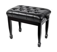 SUNMME Tabouret de Piano en Similicuir Confortable, rembourré, avec Coussin de Luxe et Cadre en Bois Massif, Levage hydraulique Automatique, Acajou (Noir, Taille Unique)