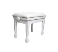 SUNMME Tabouret de Piano en Similicuir, réglable en Hauteur de 10 cm, avec Coussin rembourré, 60 x 40 cm, 50-60 cm, Blanc (Taille Unique)