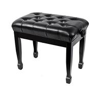 SUNMME Tabouret de Piano réglable en Cuir et Bois avec Coussin épais, Design à Levage Automatique, PU, Dimensions 55 x 34 x 47 cm, Noir (Taille Unique)