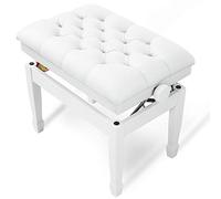 SUNMME Tabouret de Piano réglable en Hauteur, Banc en Bois Massif, Confortable, Coussin en Cuir, équipé de Patins antidérapants (Taille Unique)