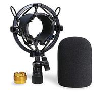 SUNMON AT2020 Support antichocs avec pare-brise, support de montage antichoc avec filtre anti-pop en mousse pour microphone à condensateur Audio Technica AT2020 AT2035 AT4040 AT2020USB ATR2500x