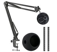 SUNMON Blue Snowball Support de Microphone avec Filtre Anti-Pop, Bras Métallique Réglable, Adaptateur 9.5 mm à 16.5 mm, Manchon de Câble et Pince de Bureau pour Studio et Jeux Vidéo