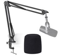 SUNMON Pied Micro de Microphone pour MV7, Bras de Micro avec Pare-Brise en Mousse, Support Microphone Compatible avec MV7/MV7X/SM7B et la Plupart des Microphones de 3/8" à 5/8"